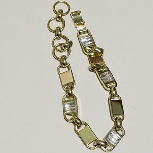 Kendra Scott Jessie Gold Tone Link Bracelet Baguette Rhinestone Adjustable 7”